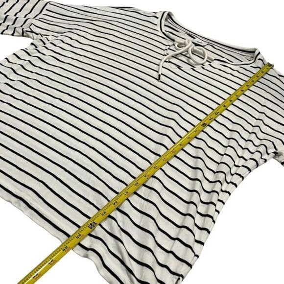 CAbi White and Black Striped Jersey Knit Long Sleeve Tiefront Size M - Picture 10 of 10
